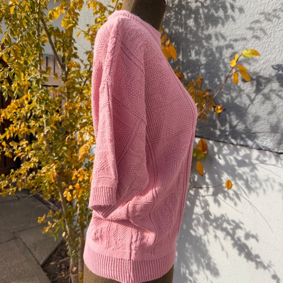 Beautiful Vintage 80s Soft pink textured knit sweater tee - Picture 3 of 9